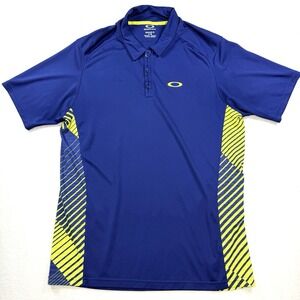Mens Oakley Hydrolix Polo Shirt Short Sleeve Golf Performance Navy Blue Large